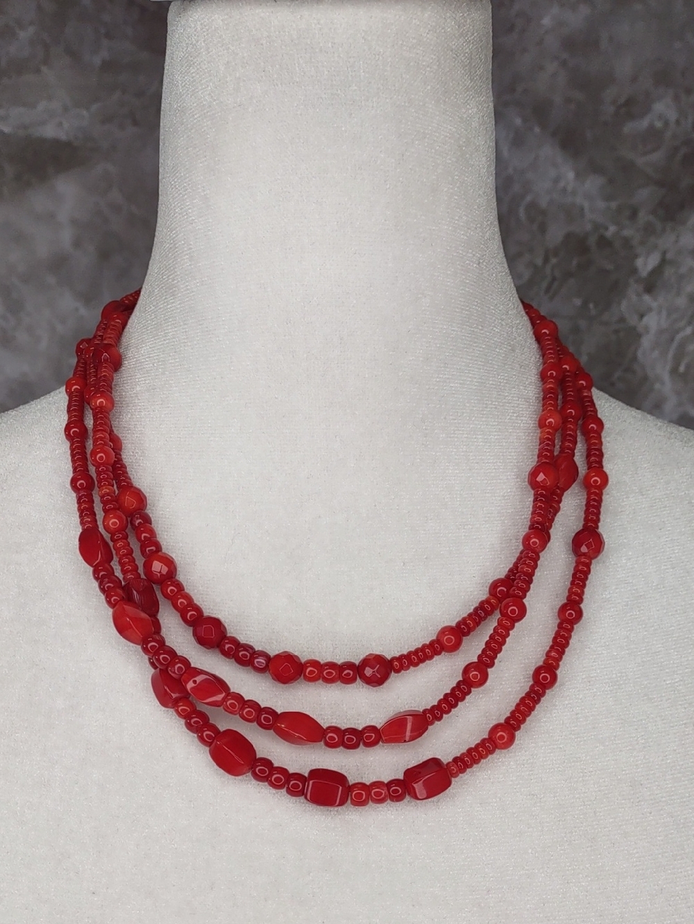 Jay King Triple Strand Red Coral Necklace